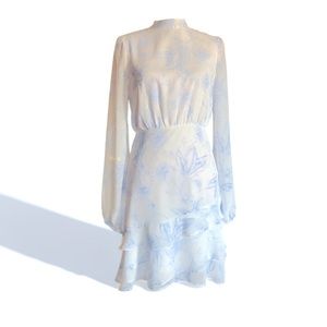 Express White Ruffled Bishop Sleeve Mini Dress